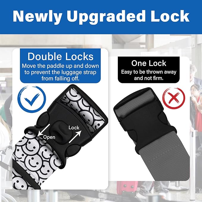 2 Pack Luggage Straps for Suitcases, Adjustable Travel Belt - Image 2