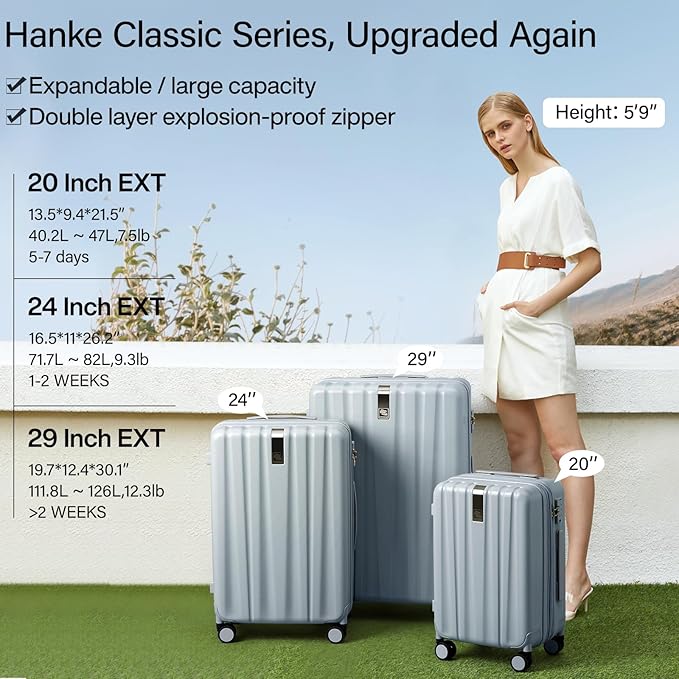 Hanke 20 Inch Expandable Carry on Luggage 22x14x9 Airline Approved Lightweight - Image 2