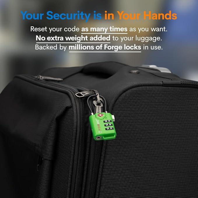 Forge TSA Approved Luggage Locks, Re-settable Combination - Image 6