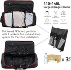 Vomgomfom Wheeled Collapsible Duffel Bag, 110L-140L Expandable Checked Luggage - Image 2