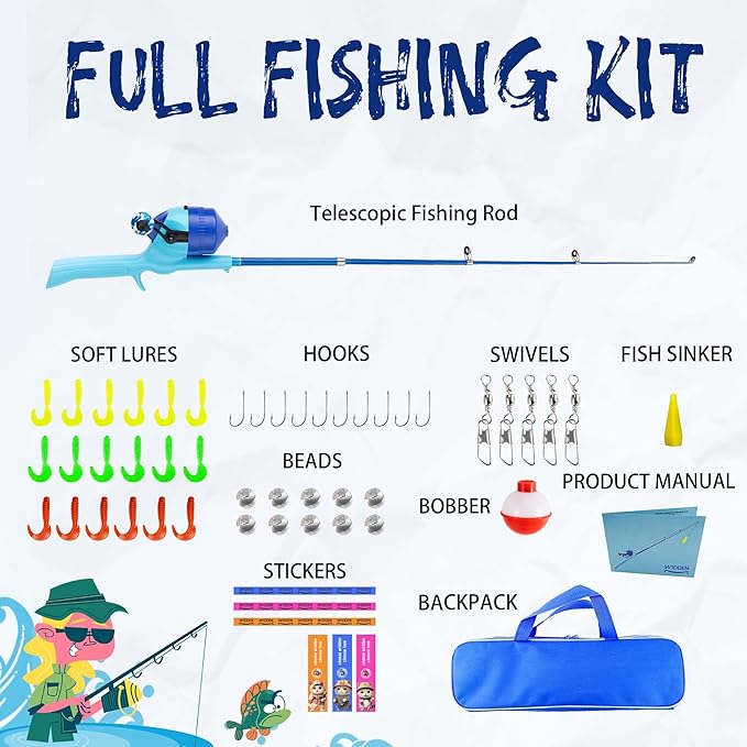 Kids Fishing Pole, Telescopic Fishing Rod, Toddler Collapsible Fishing Rod and - Image 8