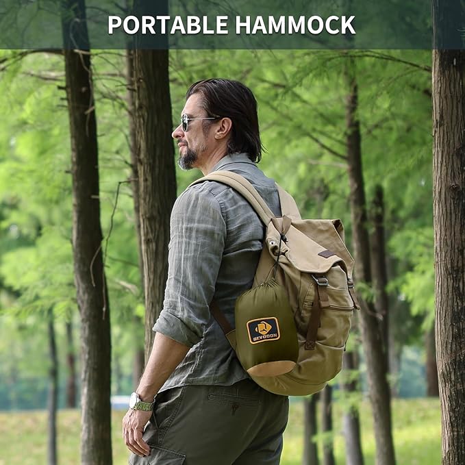 Camping Hammock with Net, Portable Lightweight Double Hammocks with Tree Straps - Image 5