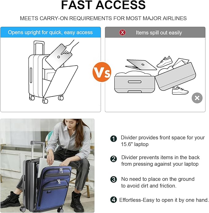 KROSER Hardside Expandable Carry On Luggage 22x14x9 Airline Approved - Image 6