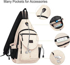 MOSISO Sling Backpack, Canvas Crossbody Hiking Daypack Bag - Image 4