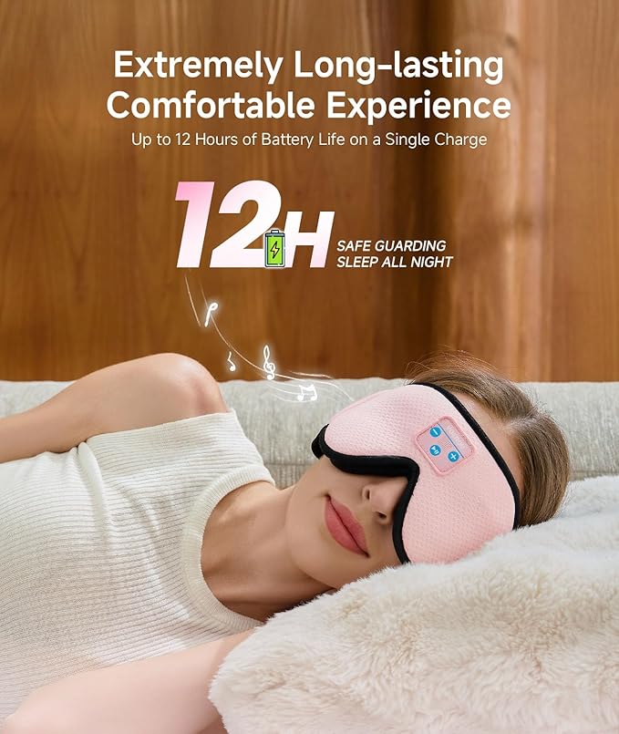 Voerou Sleep Headphones, 3D Wireless Bluetooth Eye Mask, Sleeping Headphones - Image 5