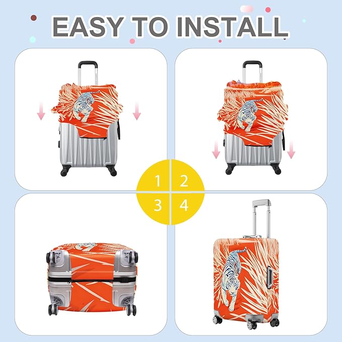 ANNA QUEEN Funny White Tiger Luggage Cover, Suitcase Protector - Image 6
