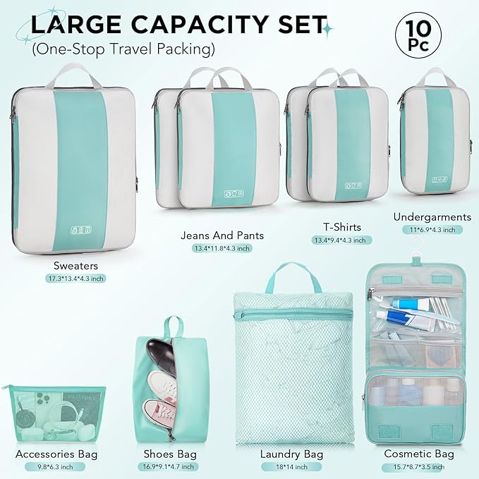 10 Set Compression Packing Cubes - Image 2