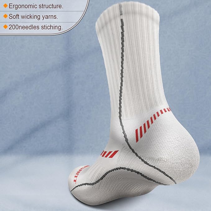 BULLIANT Compression Socks for Men 6Pairs, Athletic Crew Socks Cushioned For - Image 2