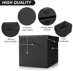 Large 22 Quart Linen Fabric Foldable Storage Bin Cube Organizer Basket - Image 3