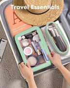 Travel Clear Makeup Bag with Makeup Brush Bag, Leather Makeup Case Toiletry Bag - Image 4
