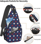 SUPLUCHOM Sling Bag American Flag Red White Star Hiking Daypack Crossbody - Image 4