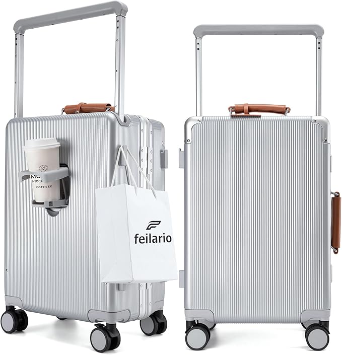 feilario 20'' Aluminum Frame Wide Handle PC Hardside Carry On Luggage by feilario