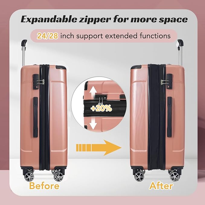 Merax 28 Inch Expandable Checked Luggage, Hardshell ABS Large Suitcase - Image 3