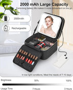 Travel Makeup Bag with LED Mirror Double Layer Makeup Case with Lighted Mirror - Image 5