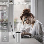 Waterless Essential Oil Diffuser Battery Operated Cordless Aromatherapy Diffuser with Timing & 3 Mist Levels car Diffuser，Silver Aluminum Alloy