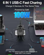 Universal Travel Adapter 100W GaN Fast Charger in One, 4 USB C & 1 USB A & AC - Image 4