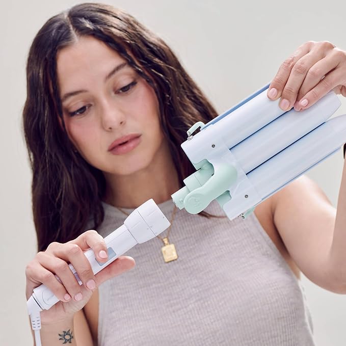 Mane 1.25" Jumbo Hair Waver Styling Attachment - 3 Barrel Curling Iron for Natural-Looking Beach Waves, Frizz-Free Volume & Texture - Detachable Hair Tools Compatible with Power Base