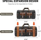 Wildroad 60L Travel Duffel Bag, Expandable Waxed Canvas Genuine Leather Duffle - Image 4