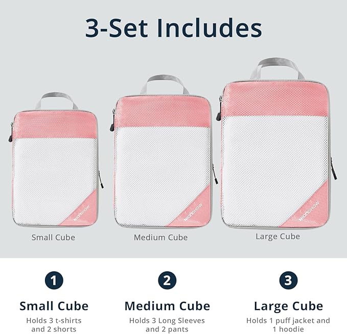 Compression Packing Cubes 3 Set, Compressible Space-Saving Packing Cubes - Image 3