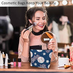 Baseball Makeup Organizer Bag Cosmetic Bag For Men Women, Sports Ball Softball Baseball Blue Travel Toiletry Bag Flax Makeup Bags Purse Business Makeup Pouch For Toiletries Cosmetics