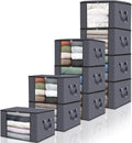 Fab totes 10 Pack Clothes Storage, Foldable Thick Fabric Blanket Storage Bags by Fabtotes