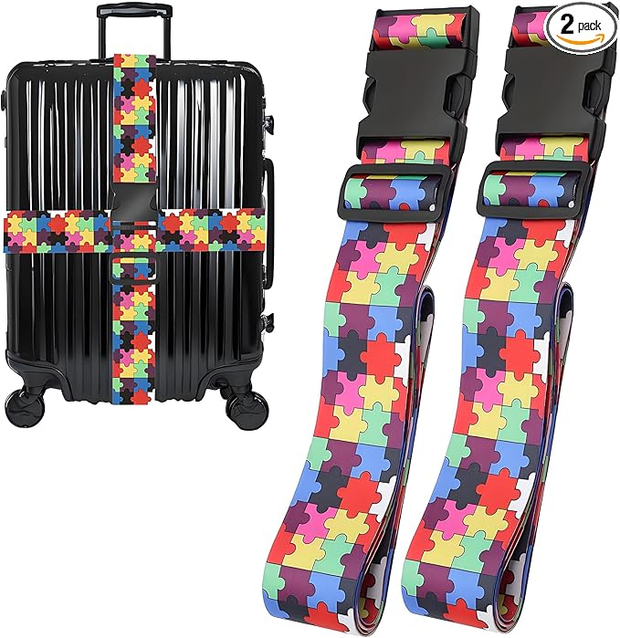 Puzzle Luggage Straps for Suitcases, Adjustable Luggage Travel Belts to Keep by Unknown