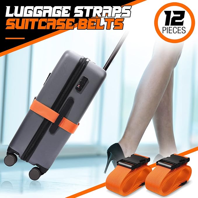 Eccliy 12 Pack Luggage Straps Suitcase Belts Wide Adjustable Packing Straps - Image 2