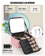 Relavel Travel Makeup Bag With LED Mirror, Compact Cosmetic Organizer Storage - Image 5
