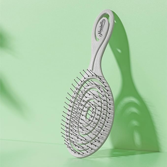 Ninabella Spiral Hairbrush - Detangle Hair Brush - For Brushing Wet or Blow Dry Hair - Detangler Vent Brush - Gray