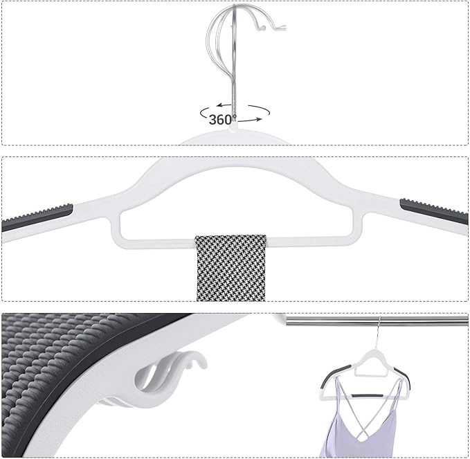 SONGMICS Pack of 30 Coat Hangers, Space-Saving Plastic Clothes Hangers - Image 4