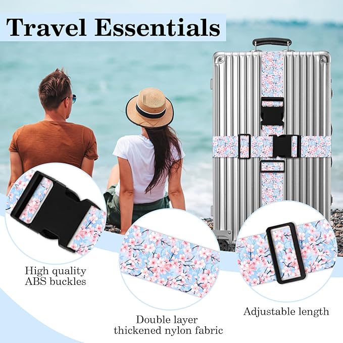 Cherry Blossoms Luggage Straps for Suitcases TSA Approved, Luggage Identifiers - Image 3