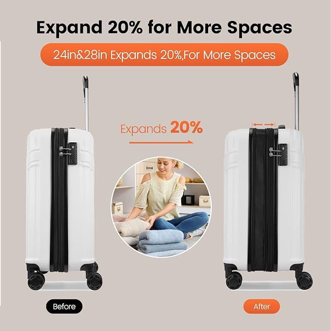 GinzaTravel Luggage Sets 3-Piece Expandable Suitcases - Image 2