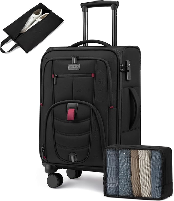 Carry On Luggage 22x14x9 Airline Approved, 22-Inch Suitcases by LOVEVOOK