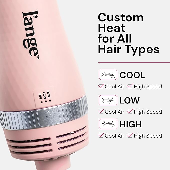 L'ANGE HAIR VolumeBoost 60mm 2-in-1 Ceramic Volumizing Brush Dryer | Fast Drying & Styling for Frizz-Free, Voluminous Blowouts | Ceramic-Coated Barrel (Blush)
