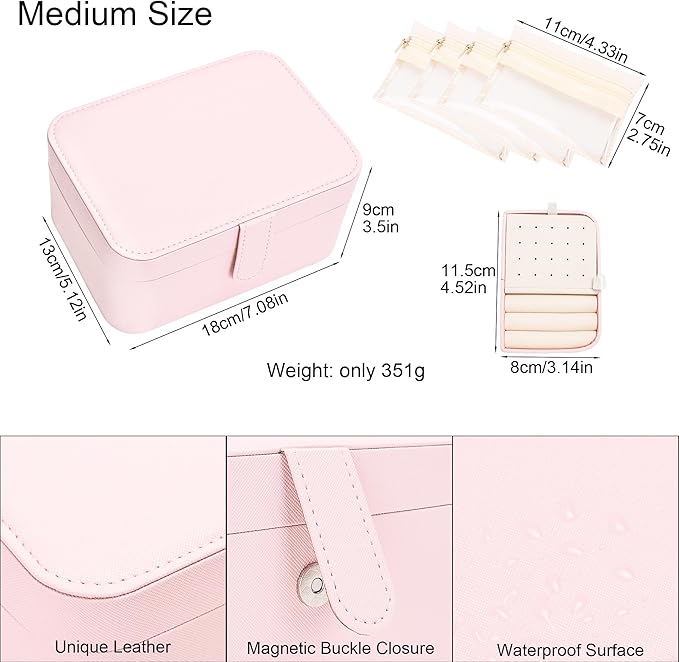 2 Layer Portable Jewelry Box, Large Jewelry Travel Case - Image 2