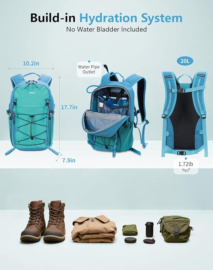 ECOHUB Small Hiking Backpack for Men Women, 20L Lightweight Travel Backpacks - Image 4