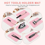 Oversize Silicone Heat Resistant Mat, Professional Hot Hair Tools Mat for Curling Iron, Flat Iron, Hair Straightener, Portable Hot Pad Cover with Velcro for Travel Home Salon(14.2" x 11.0")
