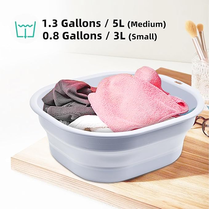 2 Pack Collapsible Wash Basin Set, Foldable Dish Tub, Small Medium Portable Sink - Image 3