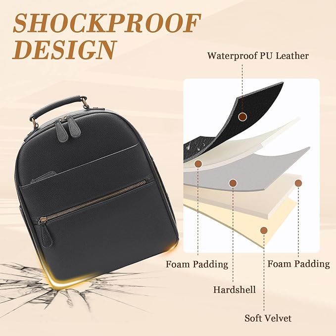Small Camera Backpack, Classic PU Leather - Image 5