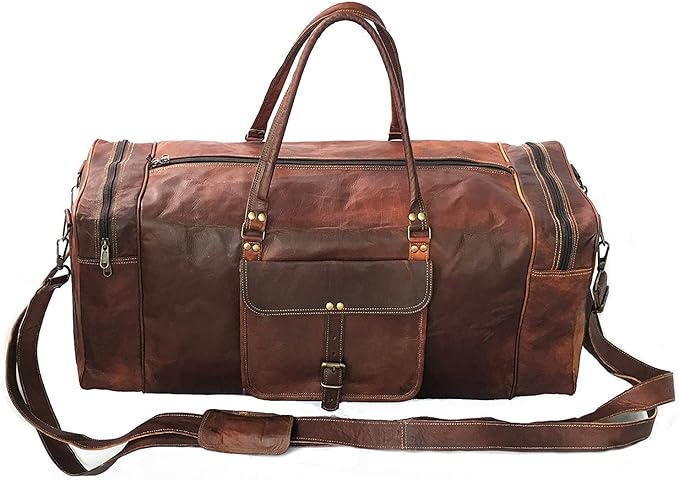 KK's Vintage Leather Duffel Bag, Handcrafted, Stylish & Durable, Genuine - Image 3