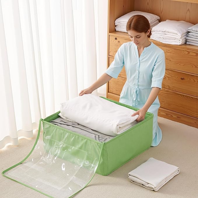 Clothes Storage Bags, Foldable Thick Fabric Blanket Storage Bags, Large Clear - Image 7