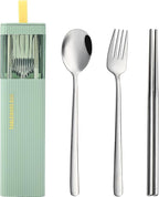 DEVICO Travel Utensils with Case, 18/8 Stainless Steel Reusable Silverware Set by DEVICO