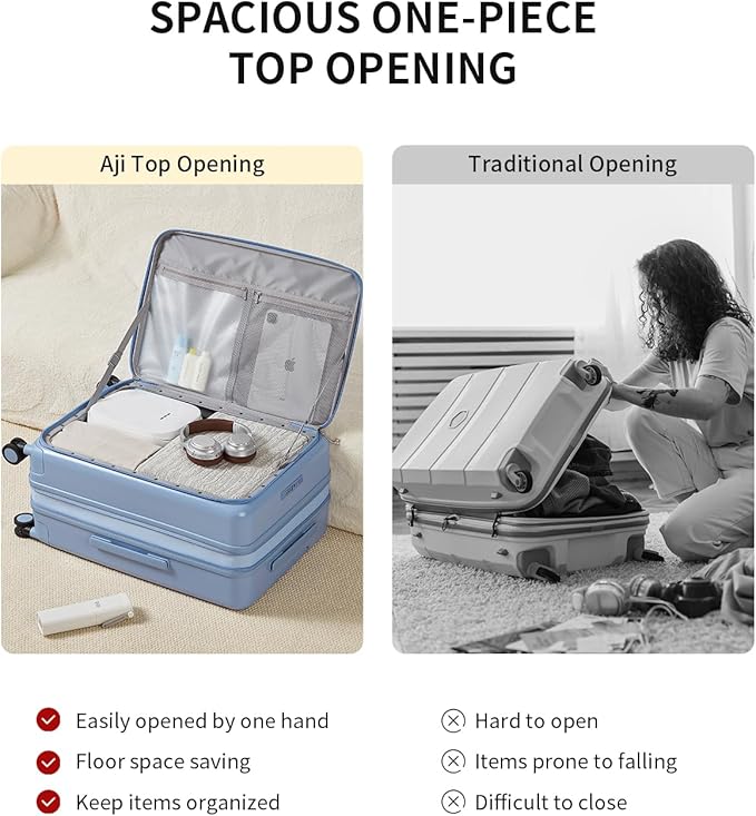 aji Expandable Top Open 24 Inch Checked Luggage - Image 4