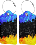 Blue Black Yellow Abstract Bag Tags by OUZPGAQ