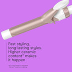 Conair Double Ceramic 1-Inch Curling Iron, 1-Inch Barrel Creates Classic Curls, Hair Curler for Use on Short, Medium, & Long Hair, White/Rose Gold