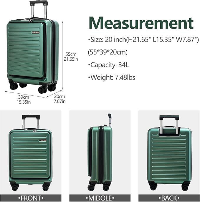 TydeCkare 20 Inch Carry On Luggage - Image 4