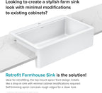 KRAUS Bellucci 33” Workstation Drop In Retrofit Farmhouse Single Bowl Granite - Image 3