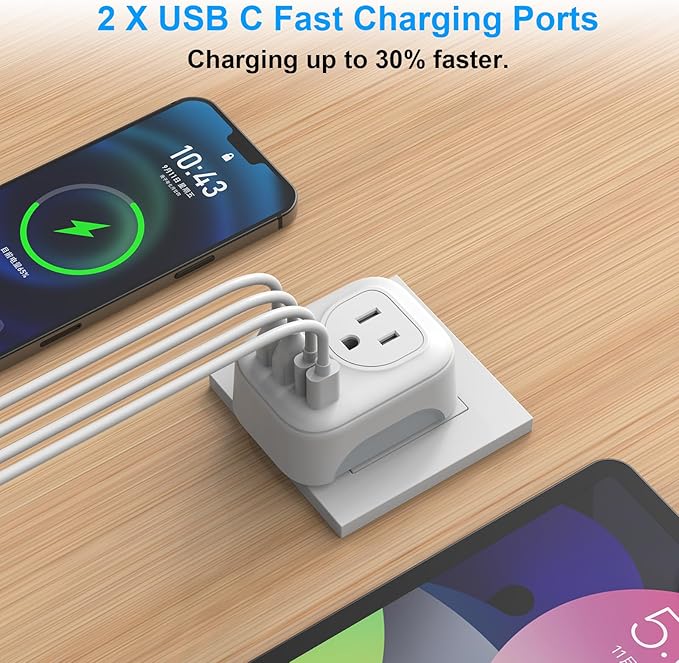 European Travel Plug Adapter, International Plug Adapter - Image 3