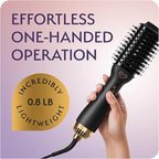 Manual Dual Voltage Blowout Hair Dryer Brush, Professional Hot Air Brush for European Travel 110V-120V/220V-240V, Black Gold Dryer and Volumizer for Women, 2.4 INCHES Oval Shape