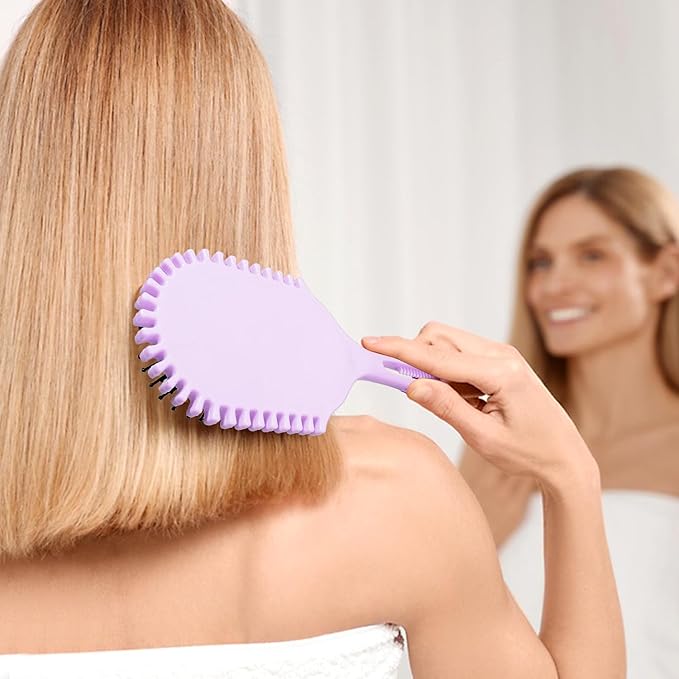 New Multifunctional Curly Hair Cushion Comb, 1Pc Oval New Air Cushion Comb WithHandle, Define Styling Brush,DetanglingHair Brush, Professional Hairstyle Comb, BouncingHair Brush (Black Purple)